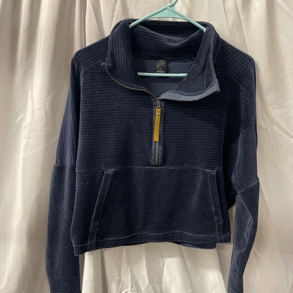 Prana Blue 1/2 Zip Up Sweater Plush Velour - Picture 1 of 2